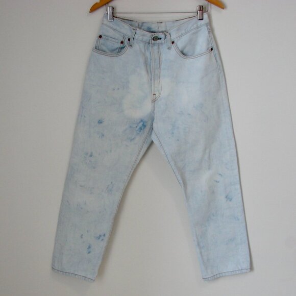Levi's 501 Bleached Jeans Straight Leg Button Fly Stonewash Red Tab 29 x 26 - Picture 1 of 13